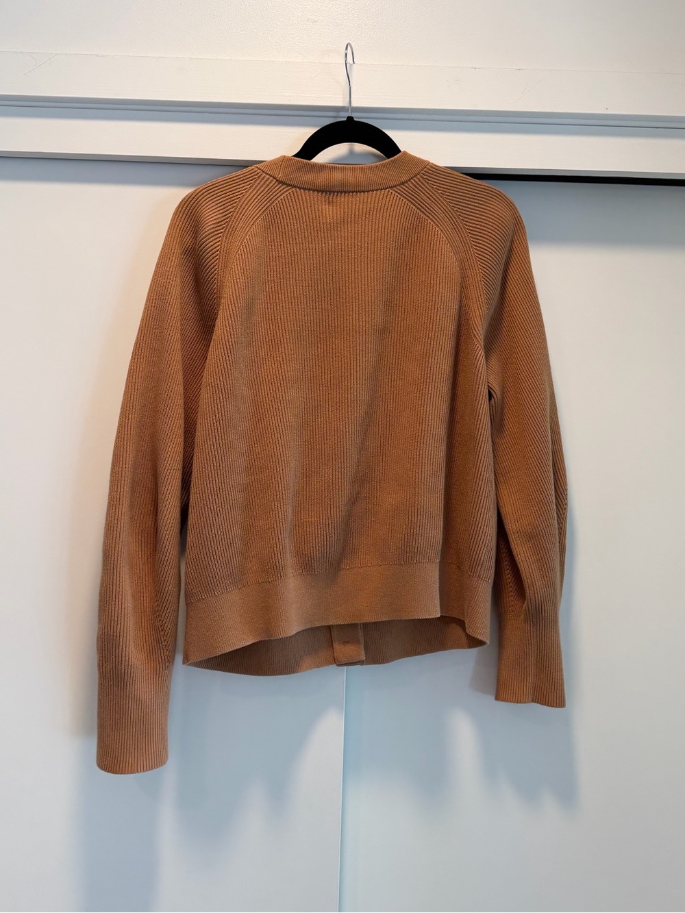 COS Camel Ribbed V-Neck Button-Front Cardigan - Picture 4 of 9